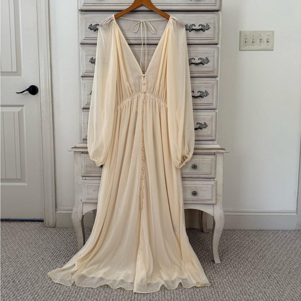 H&M Cream Bohemian Chiffon Festival Maxi Dress - Picture 2 of 6